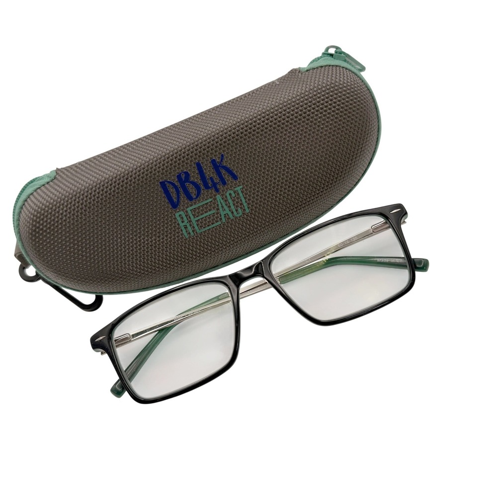 Debonair Eyeglass Frames Womens Green Black Silver Rectangular Optical Preppy